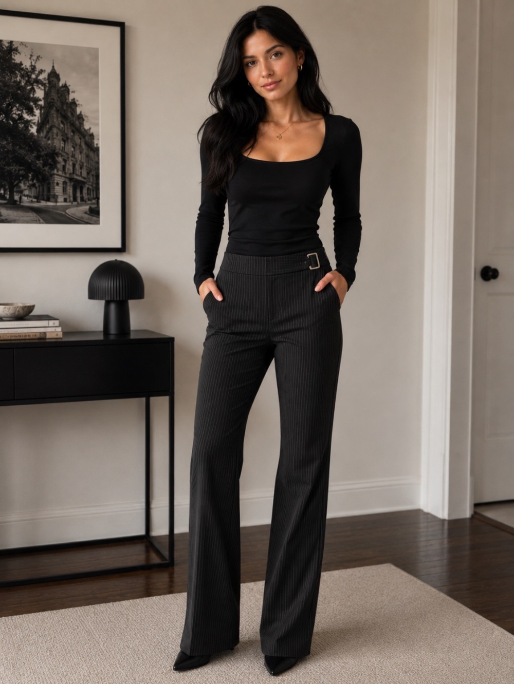 Ralph Lauren  Black Pinstripe Pants size 12 EUC